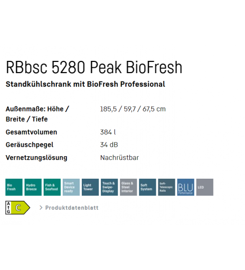LIEBHERR利勃海尔RBbsc 5280 Peak单门独立式冰箱 生物养鲜